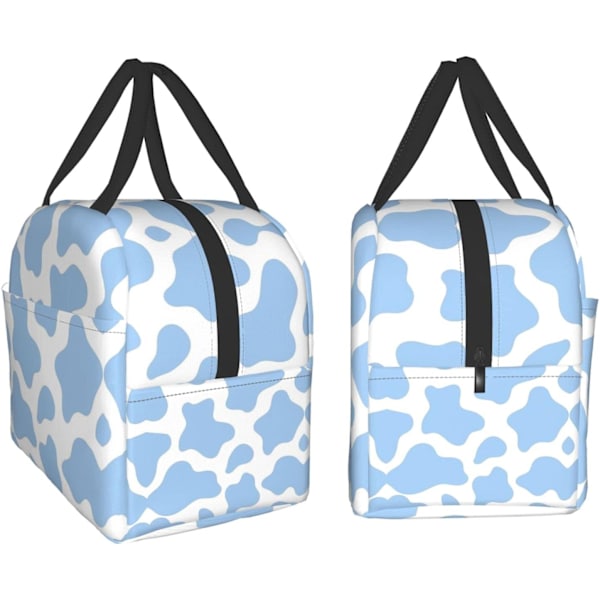 Isoleret frokostpose til kvinder, køletaske genanvendelig frokostboksbeholder til arbejde, kontor, rejse, picnic, lyseblå ko-dyr Light Blue Cow Animal One Size