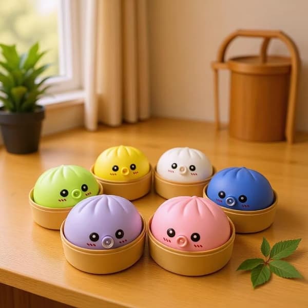 Ny Spit Bubble Dumpling Squishy Leketøy med Dampboks, Stresslindrende Sensorisk Fidget Leketøy for Autisme ADHD Barn og Voksne white