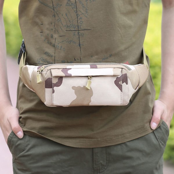 Utomhus midjeväska bröstväska män casual justerbar utomhus sport axelväska för vandring fri storlek Khaki Camouflage