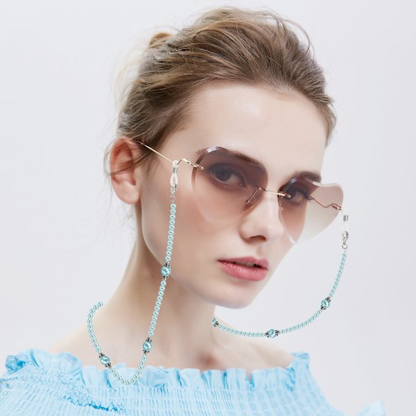 2 st Multifunktionella Blomsterpärla Glasögon Lanyard, Maskrem Pärlad Glasögon Halsband Kedja Sladd, Universal(Blå,Rosa)