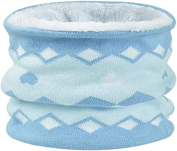 3-delad varm vinterdräkt för barn - unisex-vänlig mössa utan kant, halsduk och handskar, ullfoder, lämplig för 2-4 år blue