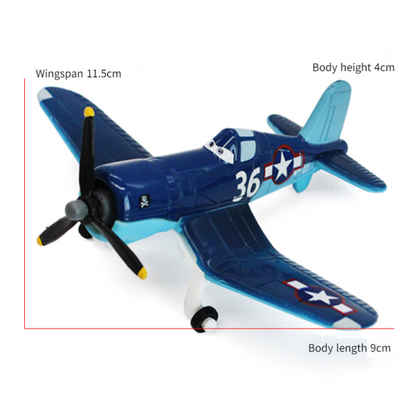 Alloy Aircraft Story Dust Dusty No. 7 Captain No. 5 No. 11 Fighter Barn Modell Leksak Present (Captain No. 36)