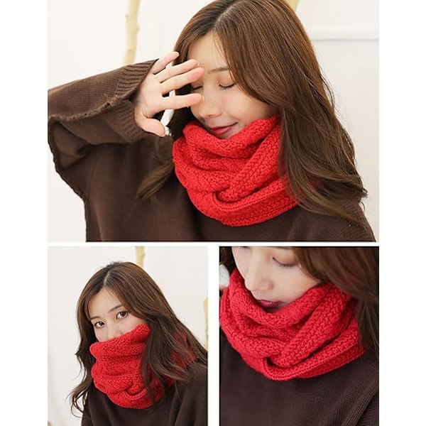 Mjuk Unisex Chunky Stickad Cirkel Loop Oändlighetshalsduk Mode Halsvärmare Halsduk