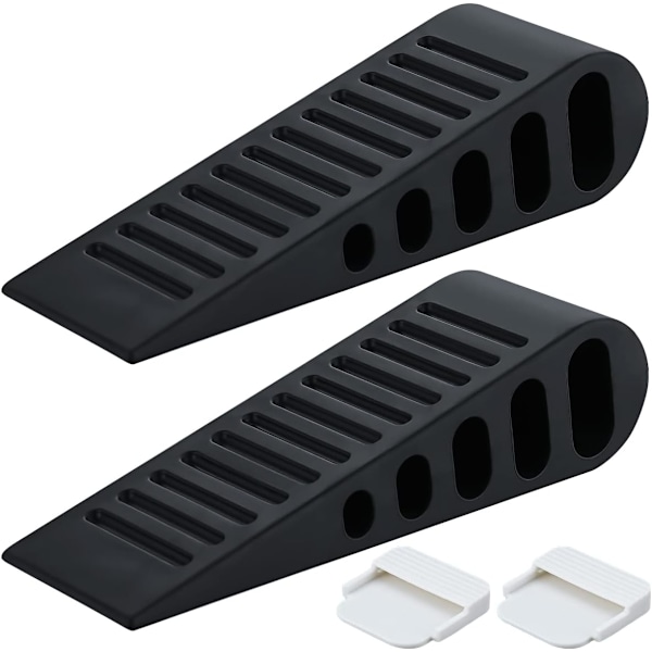 WJSMRubber Door Stopper Wedge, Black 2 Pack Soft TPR Premium Door Stops for Bottom of Heavy Duty Door on Tile, Concrete, Carpet, Wooden Floor, DSB61