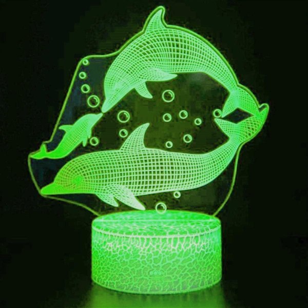 3D Delfin Fjärrkontroll 16 Färger Nattlampa Illusion Akryl LED Bord Sänglampa Barn Sovrum Skrivbords Dekoration Födelsedag Julgåva Leksak