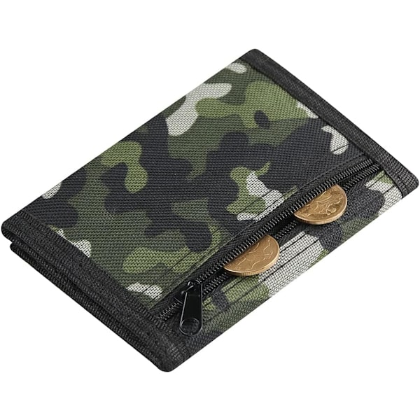 Camo-lompakko pojille, lompakko nuorille maastokuvioilla, vetoketjullinen kolikkotasku, taitettava lompakko, uutuus syntymäpäivälahja