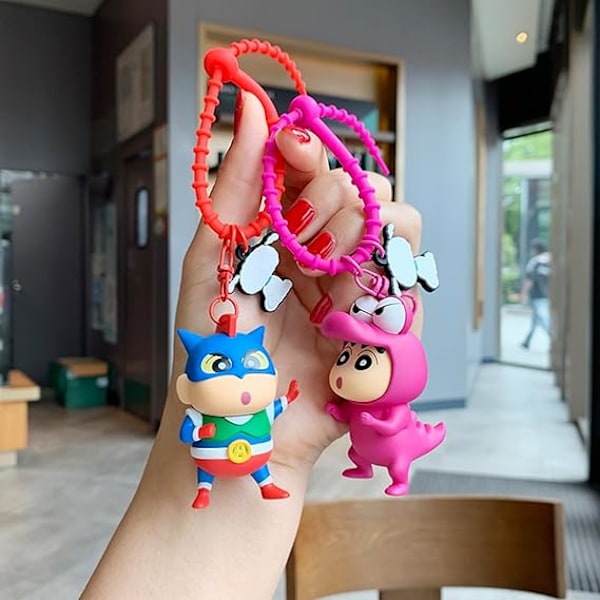 Sød Tegneserie Crayon Shin Chan Figur Nøglering Tilbehør, 3D Shinnosuke Nohara Vedhæng Dekoration Gave