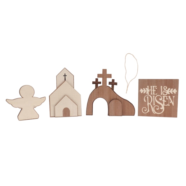 Påskbricka Bundle Kit Festlig Atmosfär Trä Påskdekoration för Hem Kyrka Kontor Bord Typ B