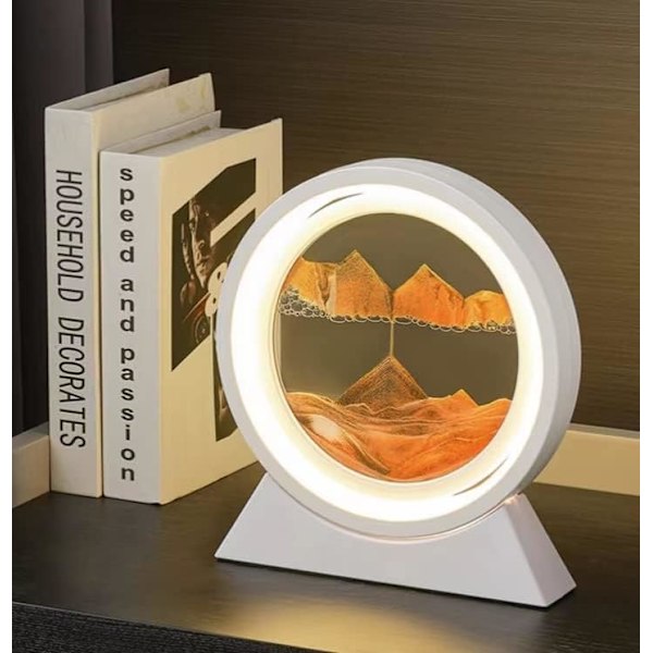 Bevegelig Sandkunst Skrivebordslampe, 360° Roterende Timeglass Dyphavs Sandscapes Flytende Sandlys, Quicksand Lampe