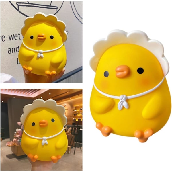 Spargris, Myntbank för Flickor och Pojkar, Myntsparbössa i Resin, Söt Tecknad Myntsparbössa, (Gul Anka) yellow
