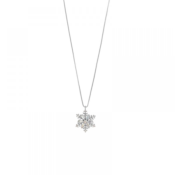 Beaux  Halsband i sterlingsilver med snöflinga/hjärta med simulerad diamant, hängsmycke för kvinnor