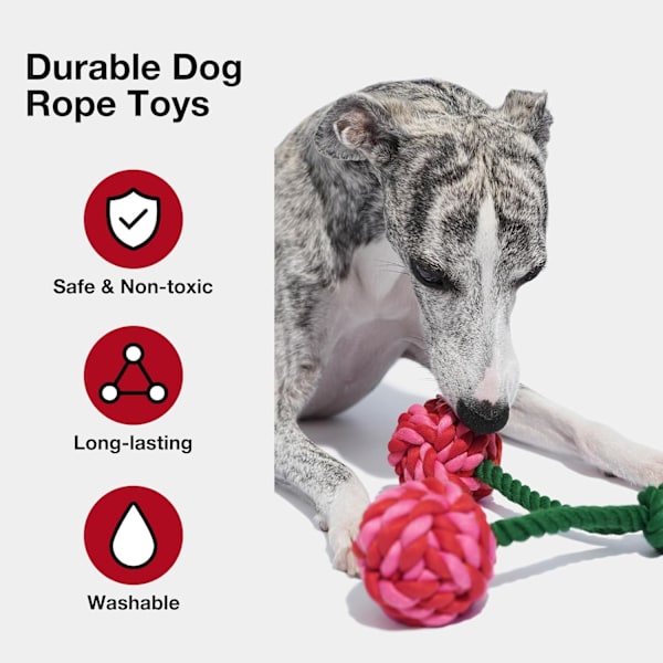 Hundetov, holdbart tovtræk-legetøj med ergonomisk greb, slidstærkt tovtræk-legetøj til store hunderacer, træning af hvalpe, leg, tyggelegetøj, Cherry