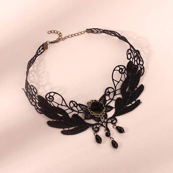 Flerlags kvast blonder krage gotisk lolita vintage choker halskjede