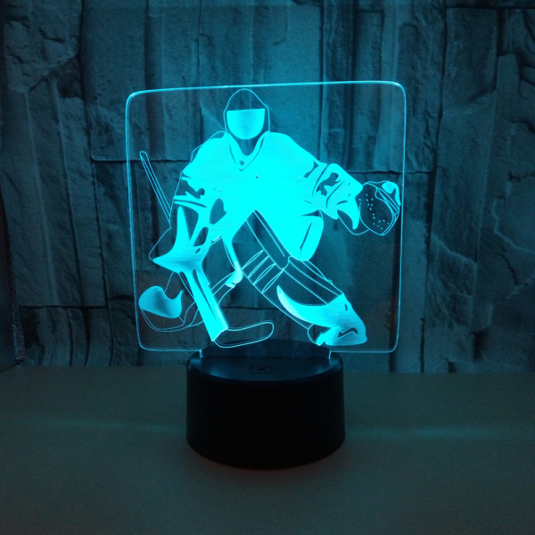 3D Ishockey Målvakt Nattlys Berøringsbord Skrivebord Optisk Illusjon Lamper 7 Farge Skiftende Lys Hjemmedekorasjon Jul Bursdagsgave (Stil X)