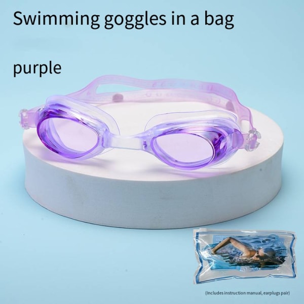 Vedenpitävät uimalasit Unisex Uimalasit Litteät uimalasit Säädettävät Purple(bagged swimming goggle)