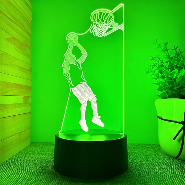 3D Basketboll Nattlampa LED-lampa Illusion 16 Färgväxlande Bordsskiva Dekorationslampor Födelsedagspresent Akrylbas USB-kabel Leksak