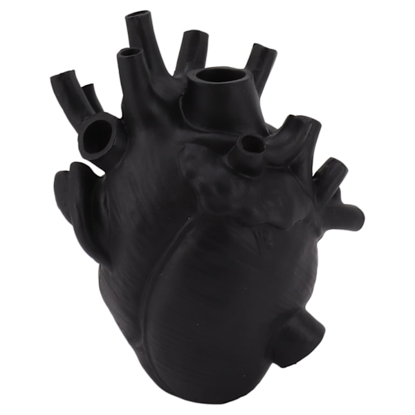 Hjerteformet vase - dekorativ, moderne harpiks, utsøkt blomsterpotte for hjem, kontor, soverom, bryllup Black