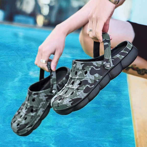 Herre- og damehagesabber, sommersandaler, lette, sklisikre, gåsko, unisex-voksensabber til basseng, strand, hage, kjøkken, dusj Black 9.25inch 13 Women/10.5 Men
