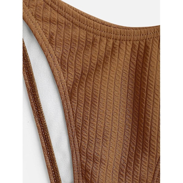 WJSM Dame Ribbet O-Ring String Bikini Badetøj Cheeky Thong Badetøj To Dele Badedragt 338_brown S