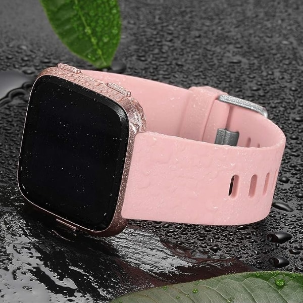 Det smarta klockarmbandet är kompatibelt med Fitbit versa Smartwatch, versa 2 och versa Lite se-klockor för kvinnor och män（Rosa-S）