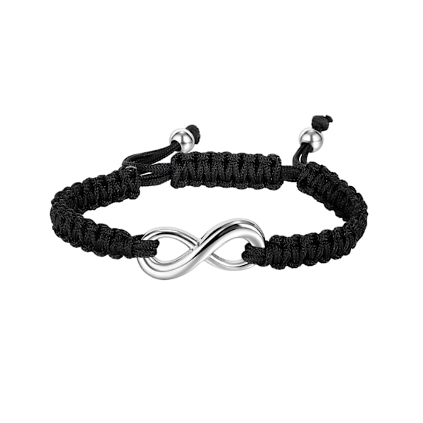 2PCS Rostfritt Stål 8 Oändlighet Par Armband Flätad Läderrep Bangle Armband Justerbar Kedja Passar 7-9 Tum för Älskare Vänskap