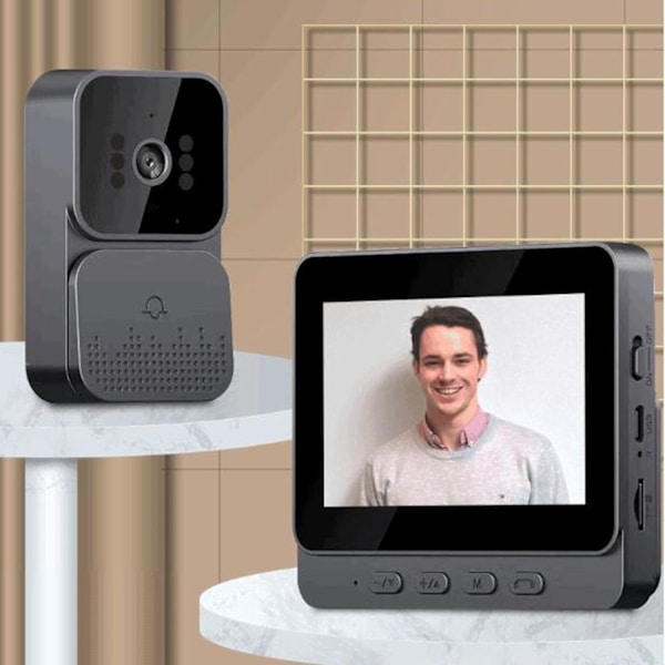 Trådlöst videodörrklocksystem med 4,3-tums färgskärm, 1080P HD 8MP 70 graders vidvinkel videodörrklocka med 2-vägs ljudintercom