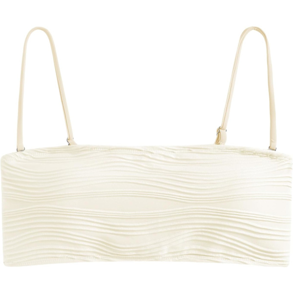 WJSMWomen 2-delad bandeau-baddräkt Ribbad spets upp Strapless Bandeau Bikini Set High Cut Baddräkter 5-top Only-2beige S