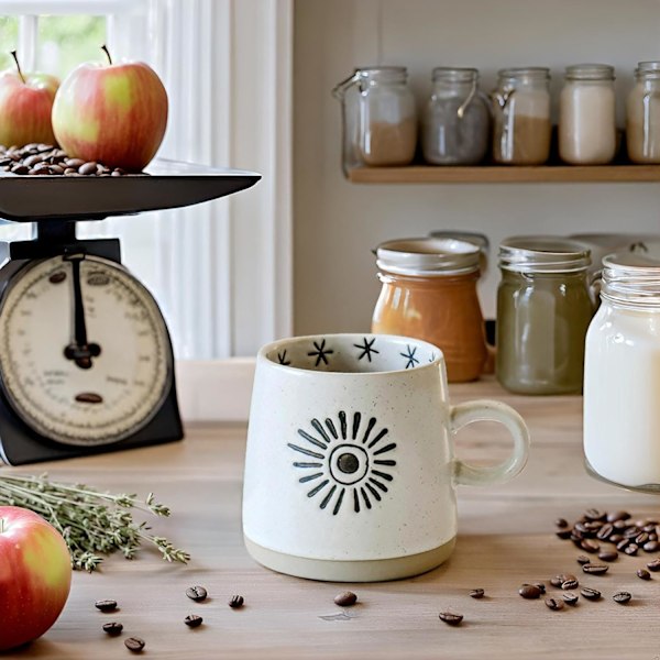 Keramiske Måne og Sol Kaffe Krus, Porcelæn Kaffe Krus, Keramiske Kopper til Latte