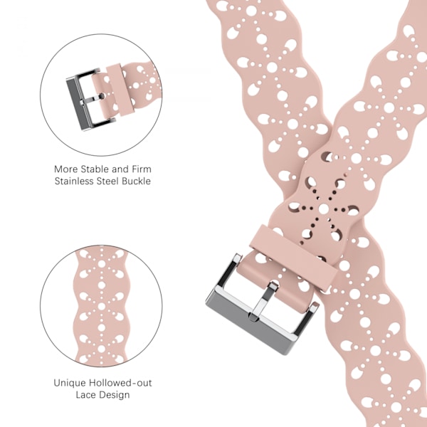 Klockarmband Apple iWatch  6/5/4/3/2/1 Generation SE ihålig spets solid silikonband --- Retro Rose（42/44/45MM）