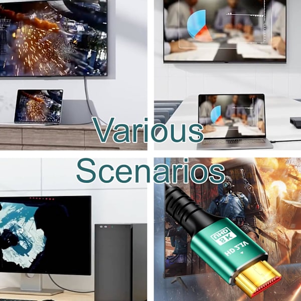Højhastigheds 4K/8K Ultra HD HDMI-kabel - Dynamisk HDR, 144Hz, 48Gbps, 12-bit farve, VRR, eARC, Dolby Atmos - 1,5M/4,9FT længde - Perfekt til TV'er, osv.