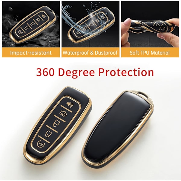 Gematay Ford Nyckelringsskydd med Nyckelband, Mjuk TPU Nyckelringsskydd Kompatibel med Ford C-Max Edge Escape Expedition Smart Key Case