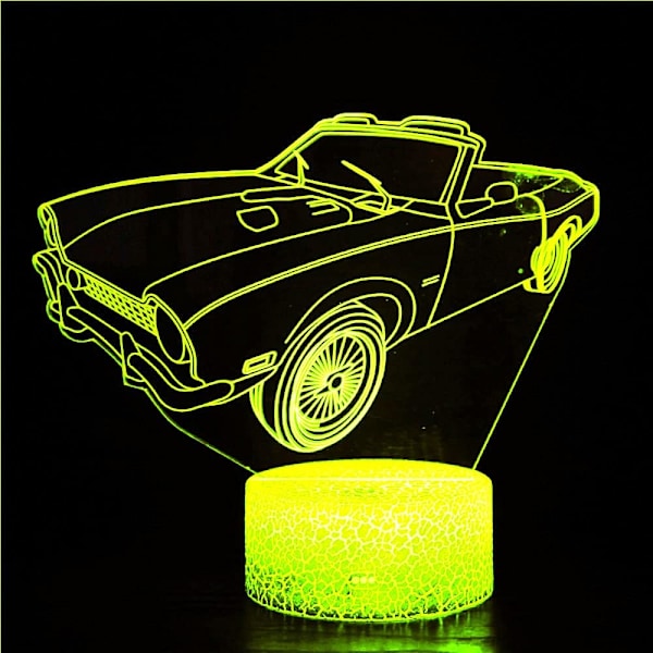 3D Sportbil Nattlampa Bordsskiva Optisk Illusion Lampor 7 Färgväxlande Ljus LED Bordlampa Jul Hem Kärlek Födelsedag Barn Dekoration Leksak Present