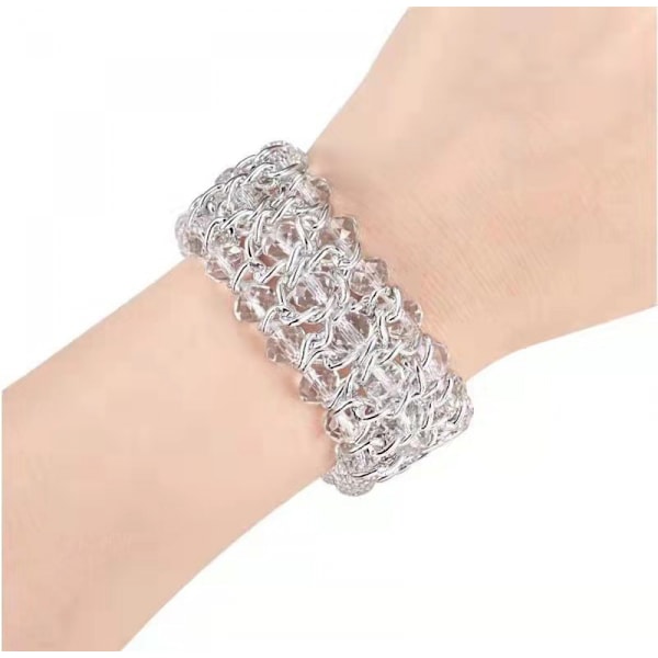 Armband för Apple Watch 42/44/45mm, Crystal Glitter Beads Pearl Bangle för iWatch Series SE 8 7 6 5 4 3 2 1 Metallkedja Smyckesrem