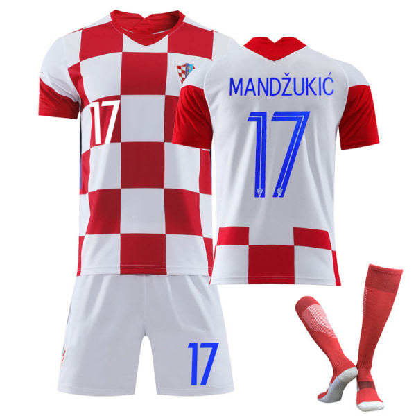 20/21 Kroatien Home Grid Jersey Set Barn Vuxna Fotbollströja Träningströja No.17 MANDZUKIC 22