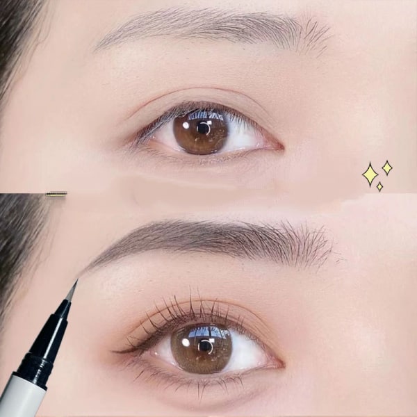 Micro Eyebrow Pen Kit, Eyebrow Tint Penna med Precision Micro-brush Tip Applicator Skapa naturliga 3D-bryn