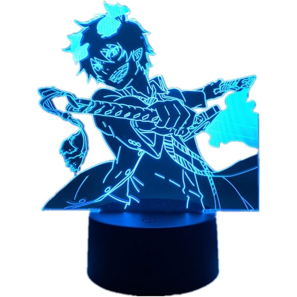 Anime 3D Yövalo Manga Sininen Exorcist Okumura Rin LED Illuusiolamppu 7/16 Värillinen Kosketus Kaukosäätimellä Lasten Makuuhuoneen Sisustus USB Pöytälamppu