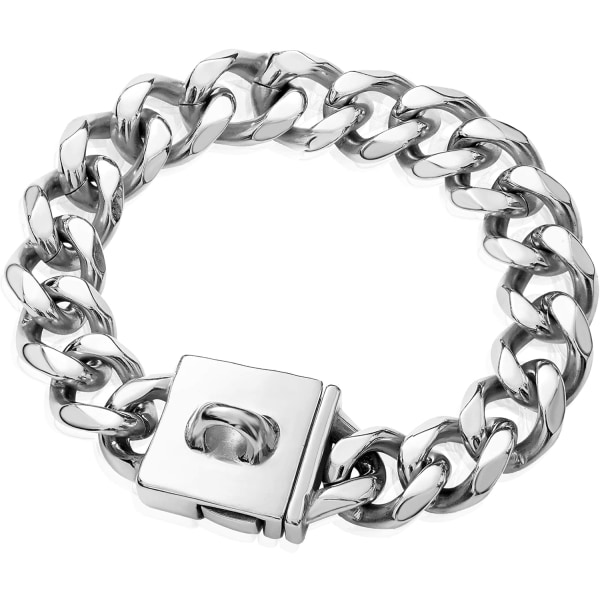 Stor hundkedja halsband 23MM kraftig tjock kubansk länk hundhalsband rostfritt stål metall promenad strypkedja halsband för medelstora stora XL hundar (22 tum)