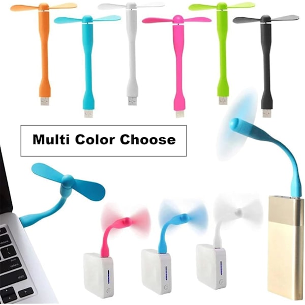 USB Fleksibel Vifte, Mini Bærbar Kjølevifte USB-drevet for Powerbank Bærbar PC AC-lader - 2-pakning (Oransje) Orange