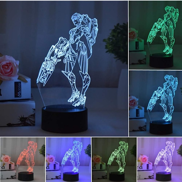 Widowmaker Fargerike LED-lys 3D nattlys USB bordlampe 7 farger berørings-/fjernkontroll 16 farger Mote hjemmedekorasjon Kreative barneggaver