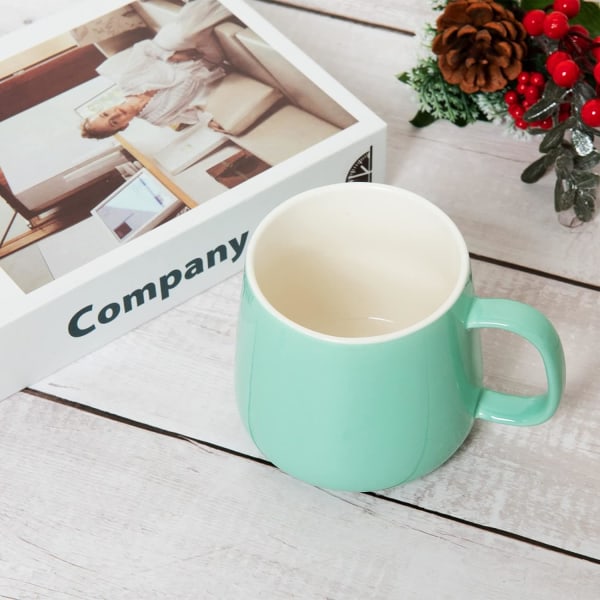 Blank keramisk kaffemugg, Mark Cup för kontor och hem, 13OZ, Te-kaffekopp Lämplig för diskmaskin och mikrovågsugn, 1 förpackning (Mintgrön）