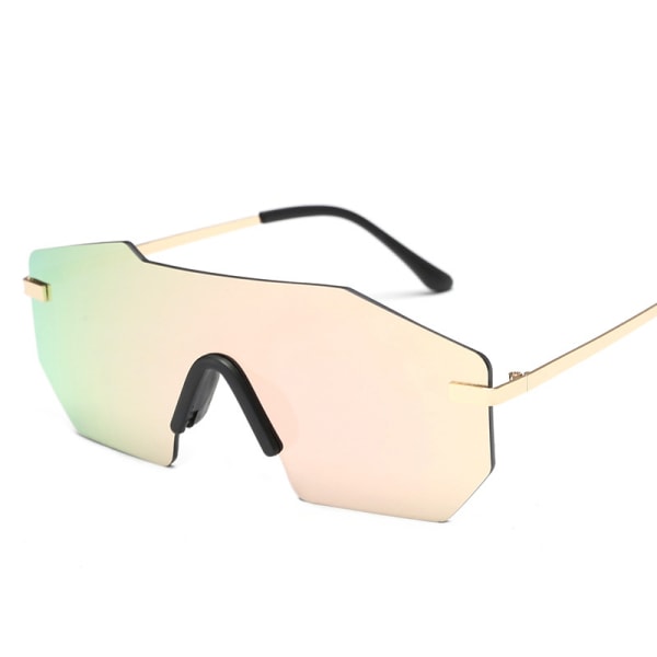 Oversized Mirrored Frameless Lens One Piece Sunglasses for Women Men