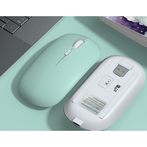 Bluetooth hiiri kaksoistila langaton 2.4G-lataushiiri matkapuhelimeen ipad-pelipeleille yksimuotohiiri, vaaleanvihreä