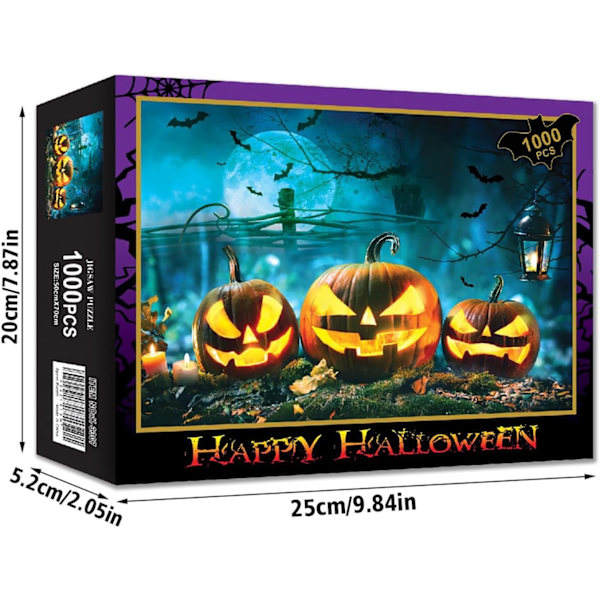 Halloween Pussel för Vuxna 1000 Bitar, Spökhus Skräckpussel, Häxa Spöke Pumpa Skalle Pussel, Höst Pussel
