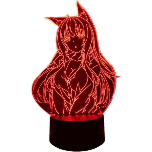 Anime Nekopara 3D Illusionslampe Fargerik Nattelys RGB 16 Farger med Fjernkontroll Soveromsdekor Akryl Bordlampe Barn Bursdag Julgaver