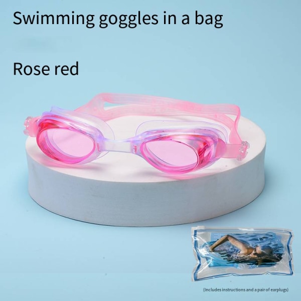 Vanntett svømmebriller Unisex svømmebriller flate briller justerbare Blue(bagged swimming goggle)