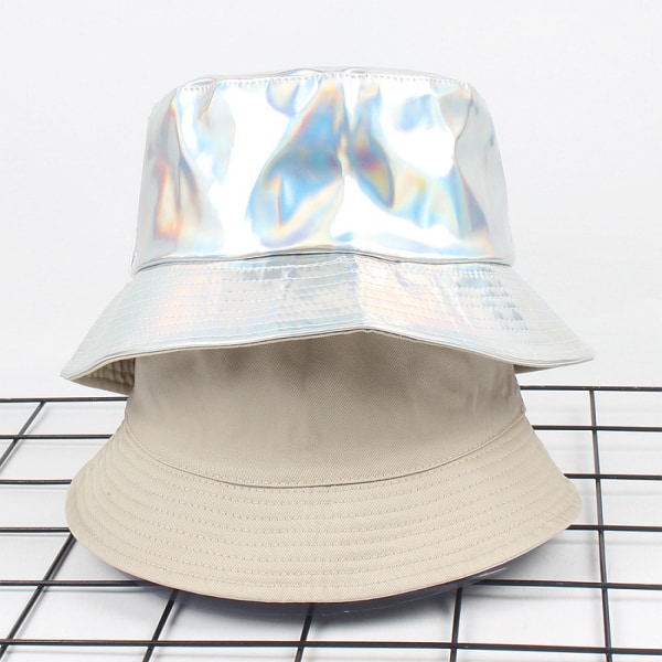 AVEKI Unisex Fashion Hologrammikiipeilyämpärihattu Vedenpitävä Fisherman Cap Travel aurinkohattu