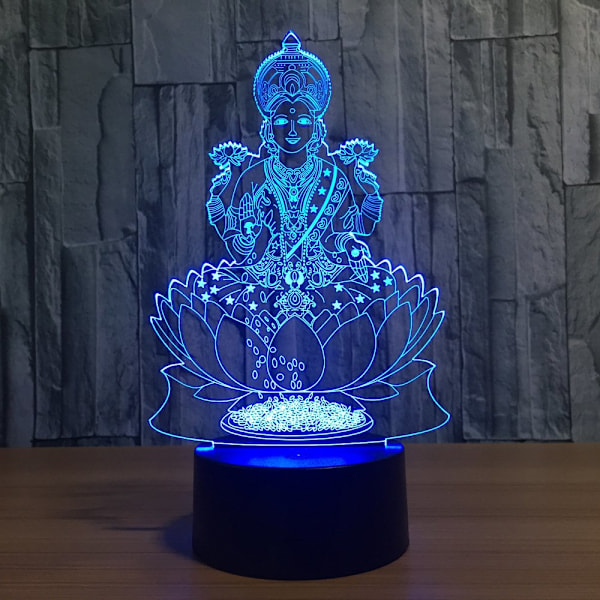 7 Färgväxlande Nattlampa 3D Atmosfärisk Glödlampa 3D Visuell Illusion LED-lampa för Barnleksak Jul- och Födelsedagspresenter (Buddha)