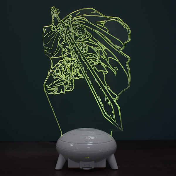 Berserk Guts Figur 3D Anime Lampe Fjernbetjening Berøringsdæmpbar LED Natlys 16 Farver med Illusion Bordskrivebordslampe Perfekte Gaver til Børn