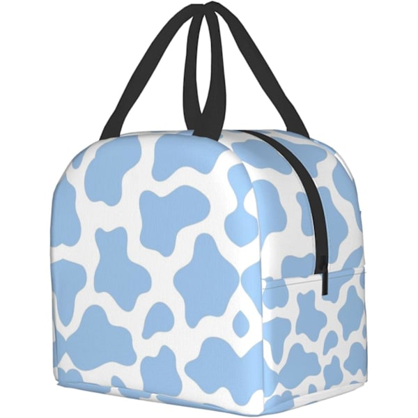 Isoleret frokostpose til kvinder, køletaske genanvendelig frokostboksbeholder til arbejde, kontor, rejse, picnic, lyseblå ko-dyr Light Blue Cow Animal One Size