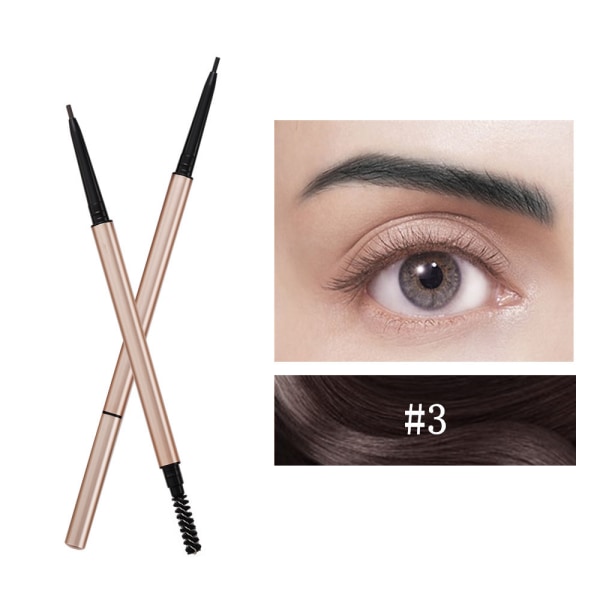 Ögonbrynspenna i droppspets med spoolieborste, ögonbrynspenna med dubbla ändar - Långvarig naturlig fyllning och definierar ögonbrynsfärg
